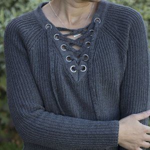 NEW Charcoal Lace-up Sweater